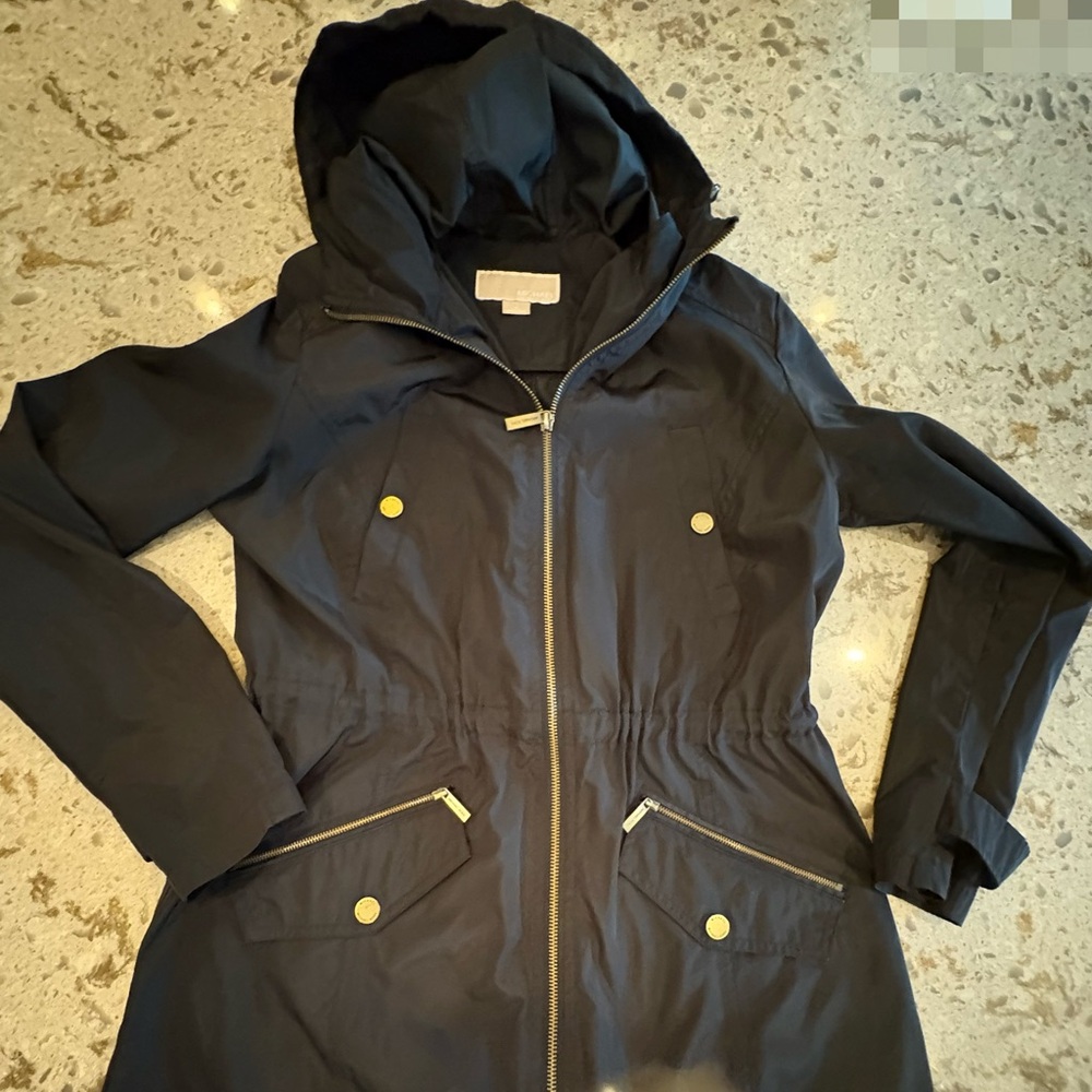 Michael Kors Black Utility Jacket with Standing Collar